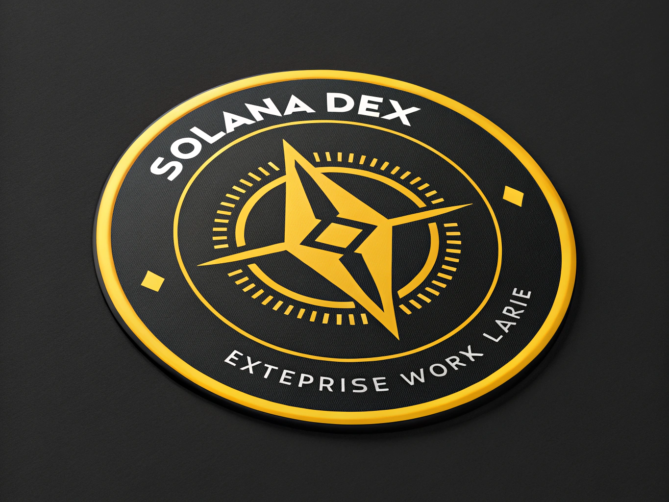 a digital logo for a Solana DEX, Sundial , black and yellow color scheme, clean lines, enterprise, works at small and big sizes, solid black background no text