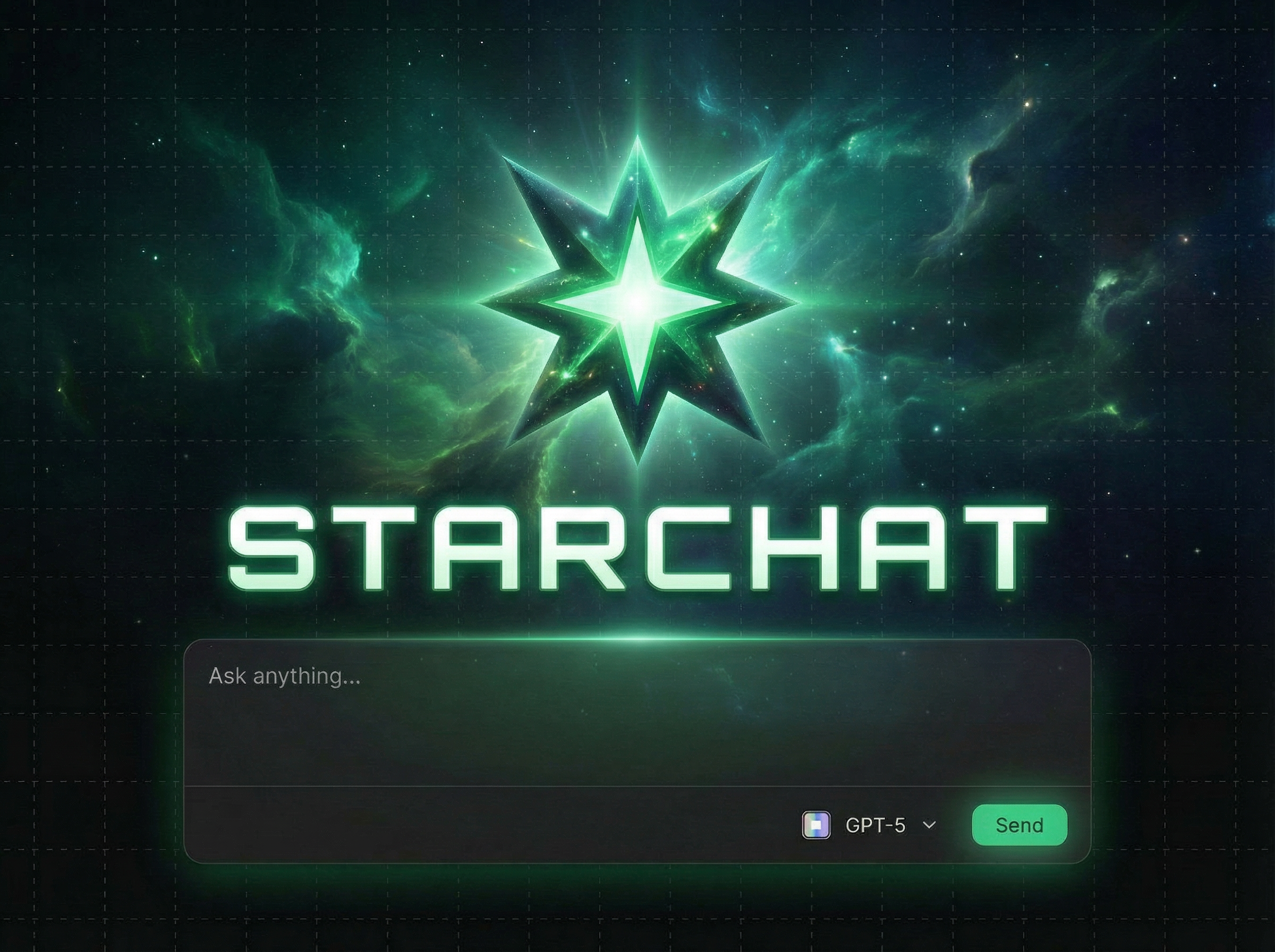 recreate this image but remove welcome to so it just says starchat and use a futuristic monospace font 