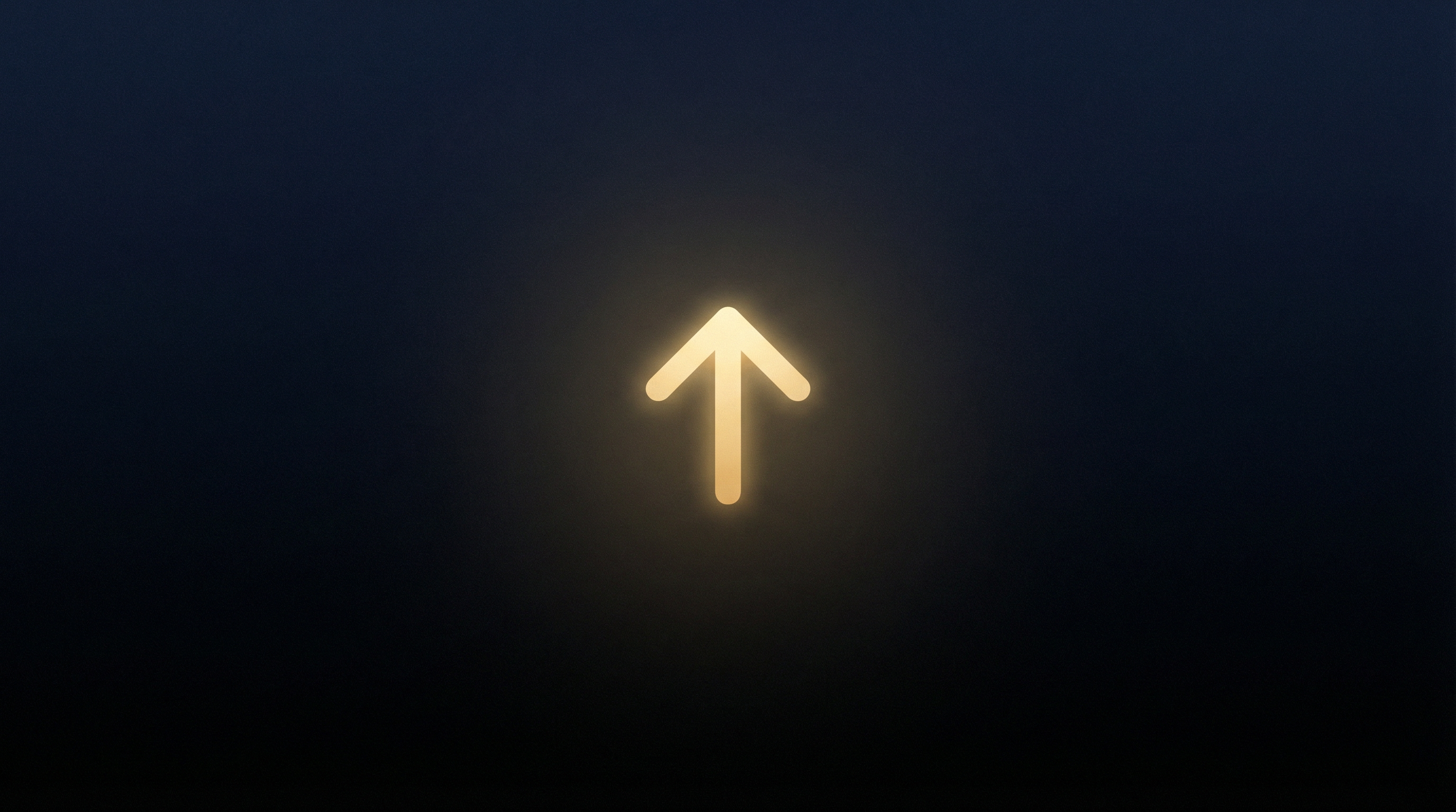 A minimal dark wallpaper with a single glowing upward arrow made of soft golden light, set
  against a deep navy-black gradient background. Clean, modern, no text. Subtle ambient glow
  around the arrow. Ultra-clean composition designed for iPhone lock screen.