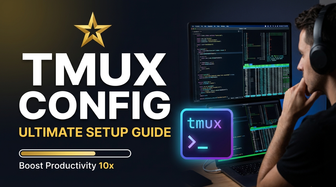 make a high converting youtube thumbnail similar to the below design with the same star logo however the video should be for Tmux config not agents 