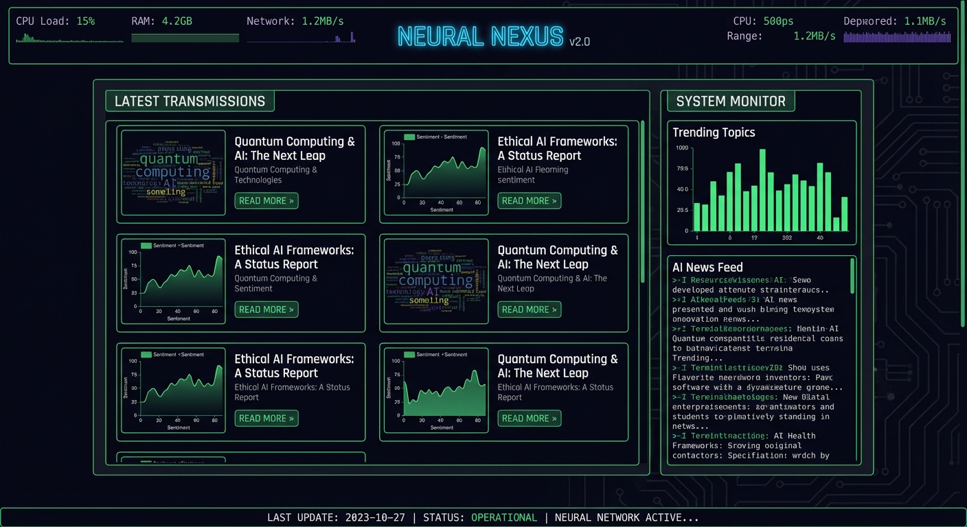 Please redesign and improve the user interface of this artificial intelligence blog. Make it still look like a website blog, but draw aesthetic inspiration from btop 