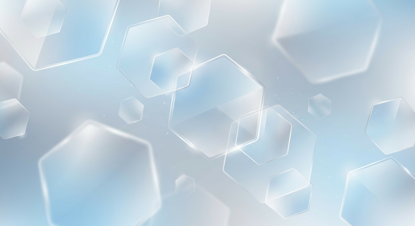 Abstract geometric background with floating translucent hexagonal shapes