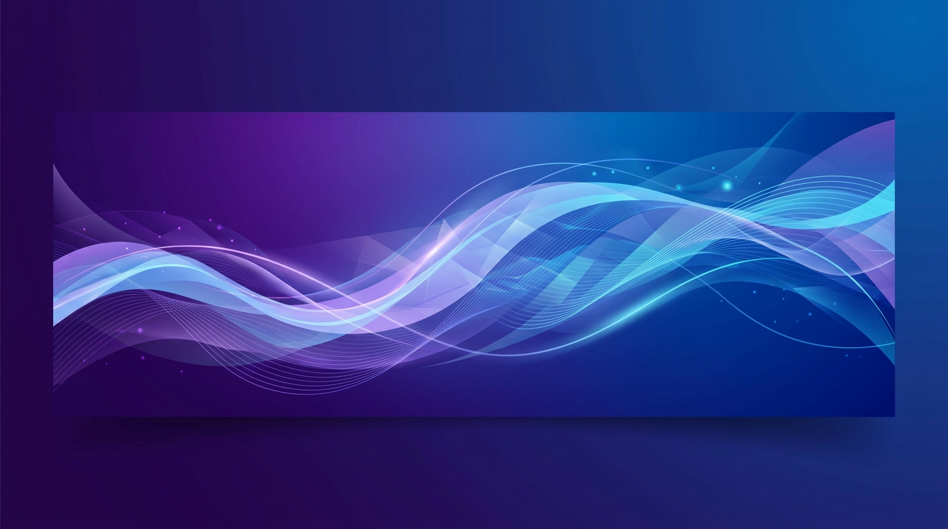 Professional email header banner, gradient from dark purple to blue
