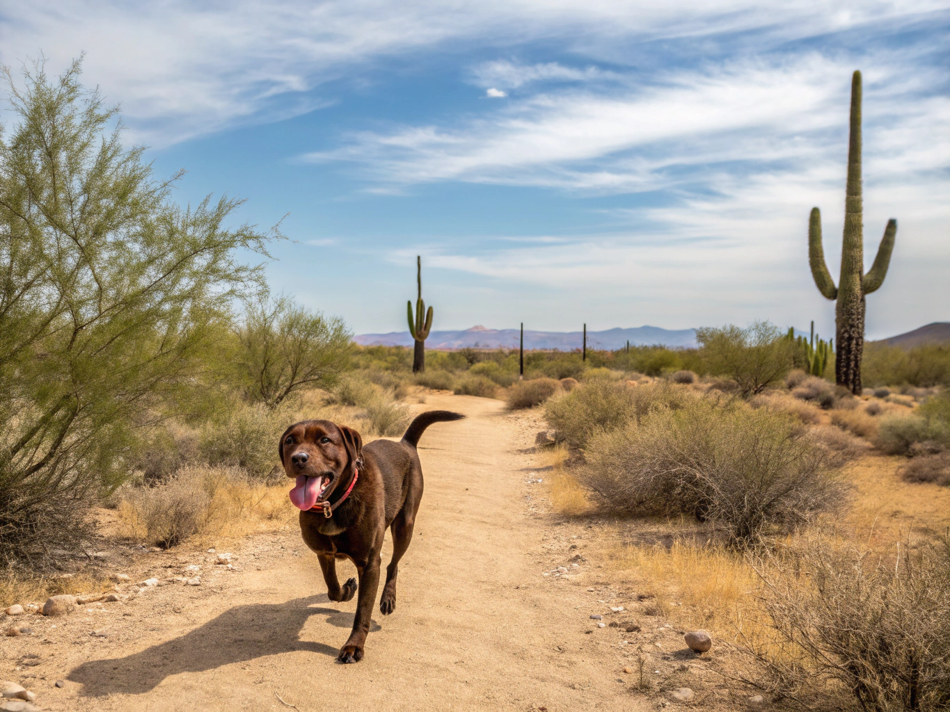 chocolate lab in sonoran desert park phoenix arizona
