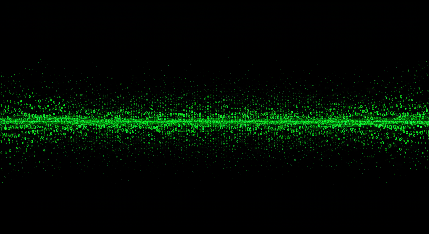 Green binary code flowing in a circle, matrix-style, digital cyber theme, for an AI coding and tech shorts channel. Simple but geeky. Photorealistic portrait with studio lighting