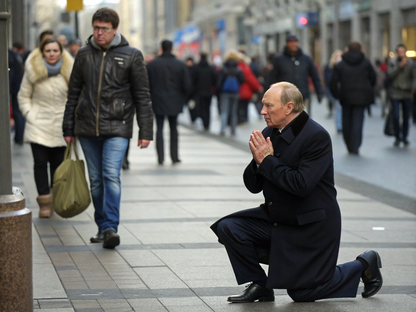 The President of the Russia is begging on the street
