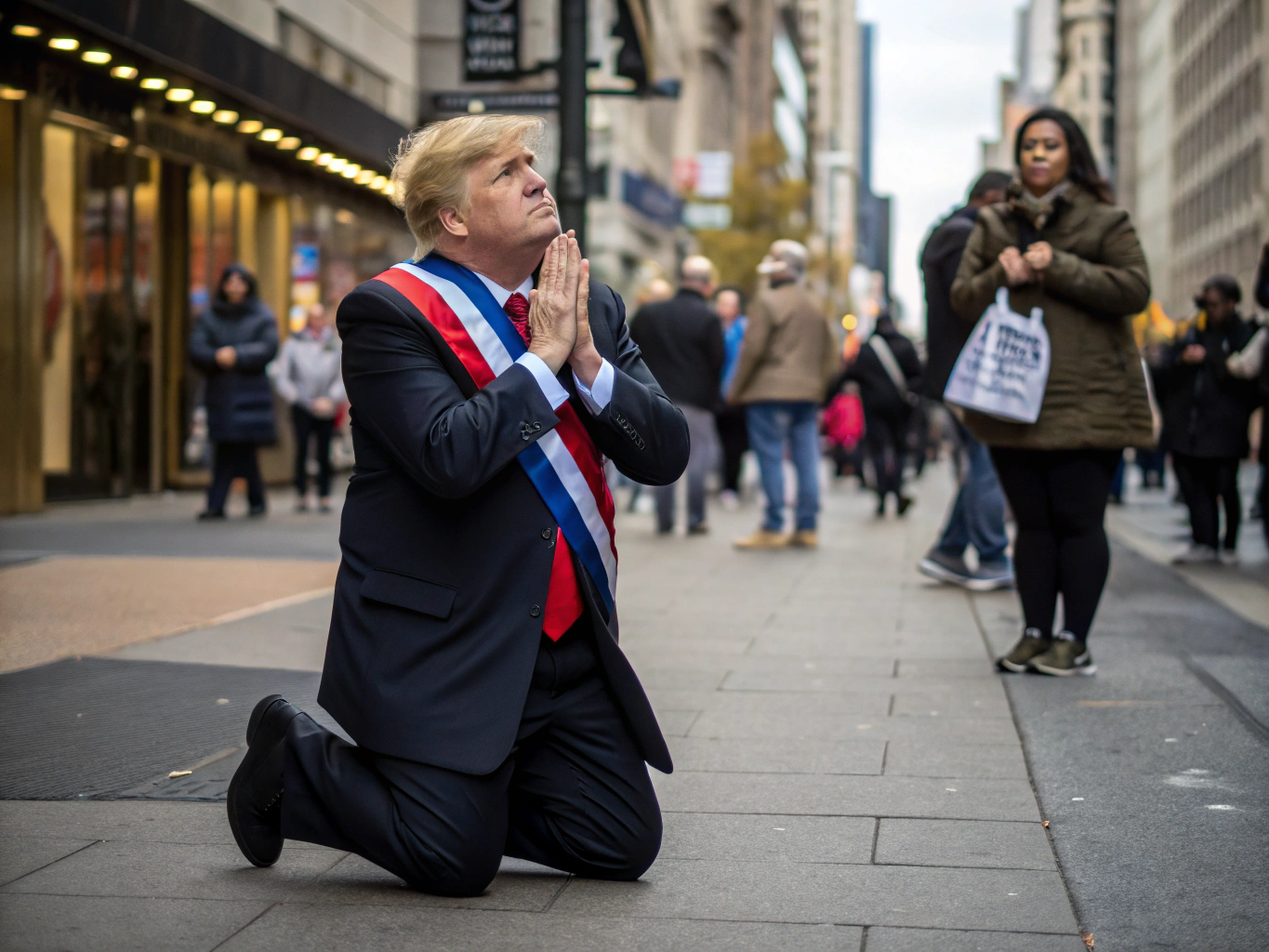The President of the Uk is begging on the street