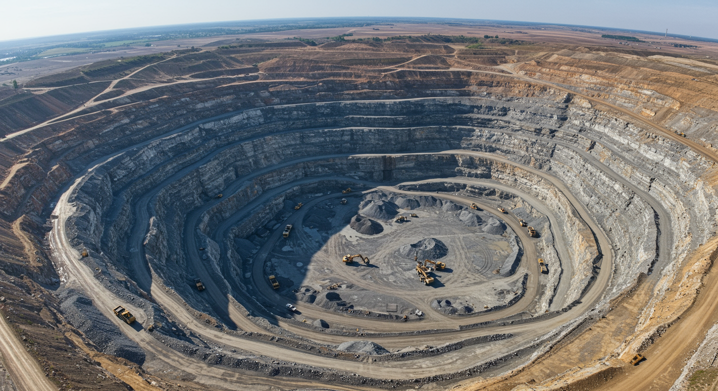 Image of an open cast asbestos mine
