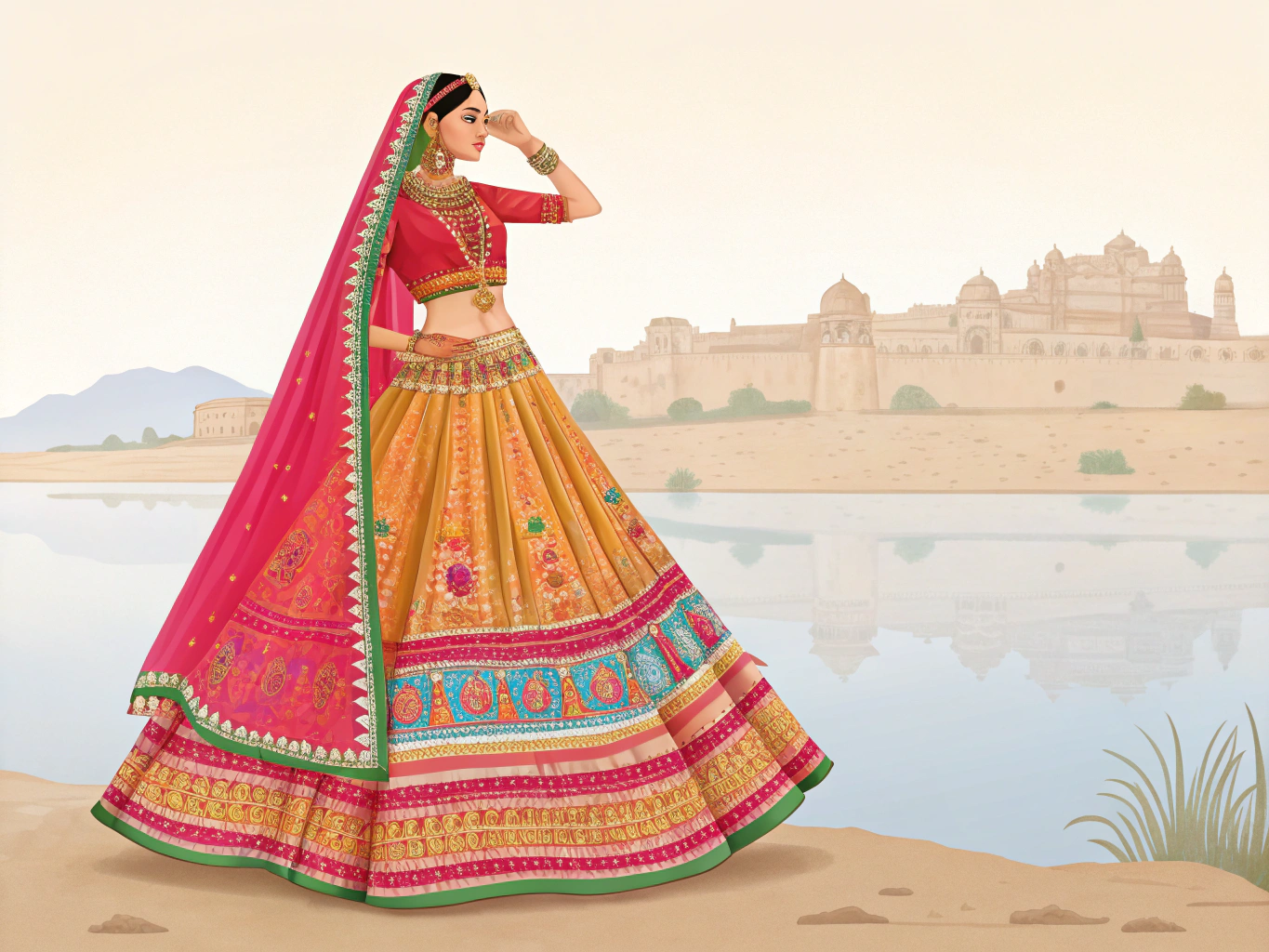 rajasthani 
fashion model image create for me
