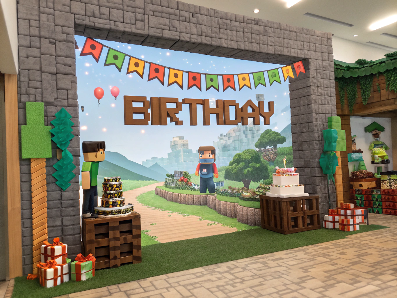 High-resolution minecraft birthday invitation theme, the image should be realistic 