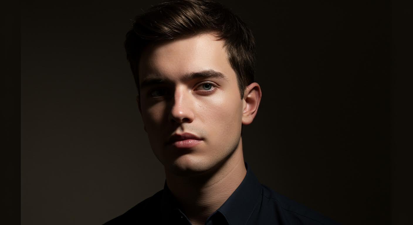 Photorealistic portrait with studio lighting