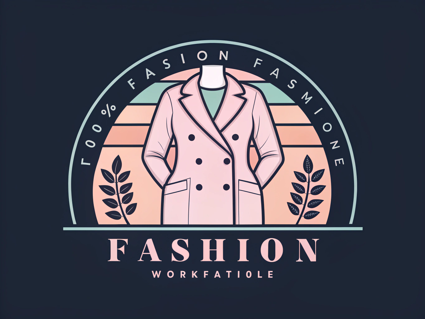 a digital logo for a Fashion Label, , Pastel Tones color scheme, clean lines, enterprise, works at small and big sizes, solid black background no text