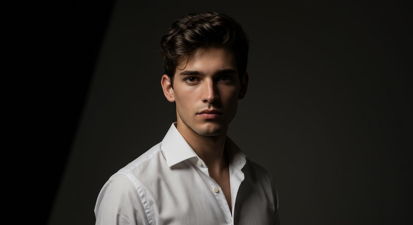 Photorealistic portrait with studio lighting