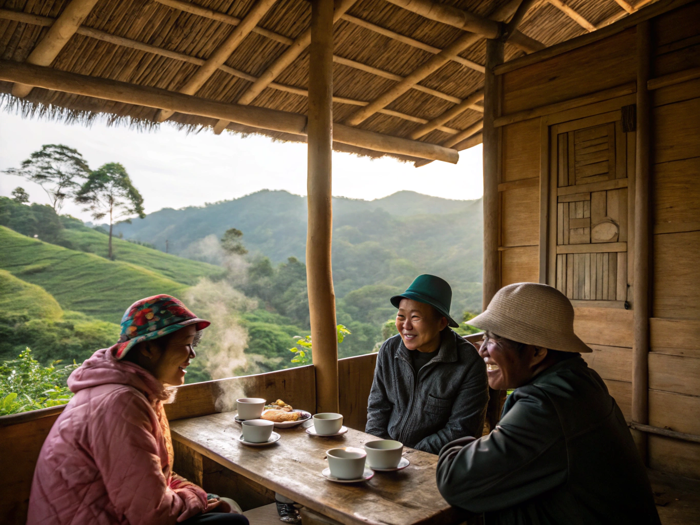 Village people with tea.