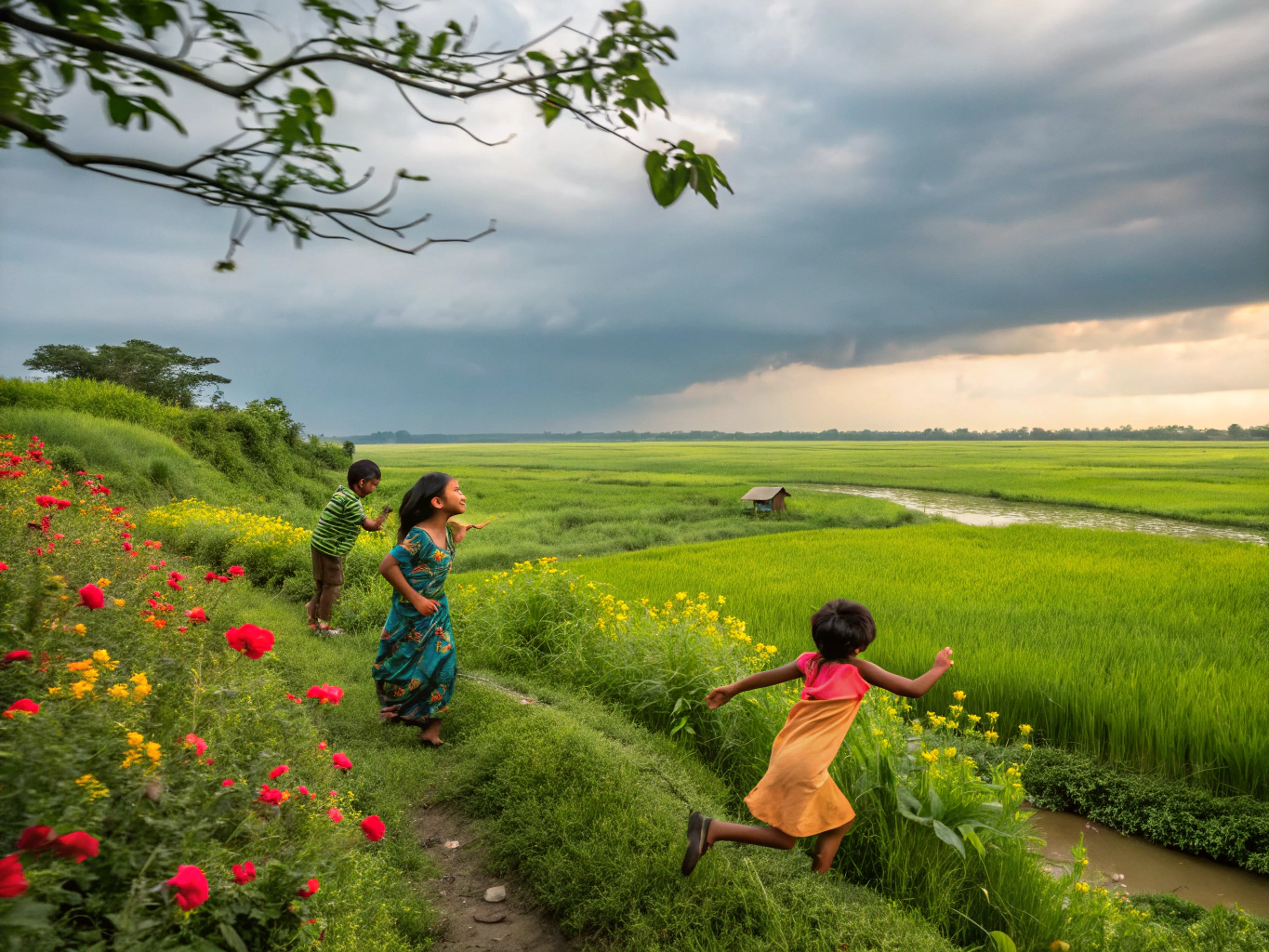 Bangladesh children with natural beauty scenary