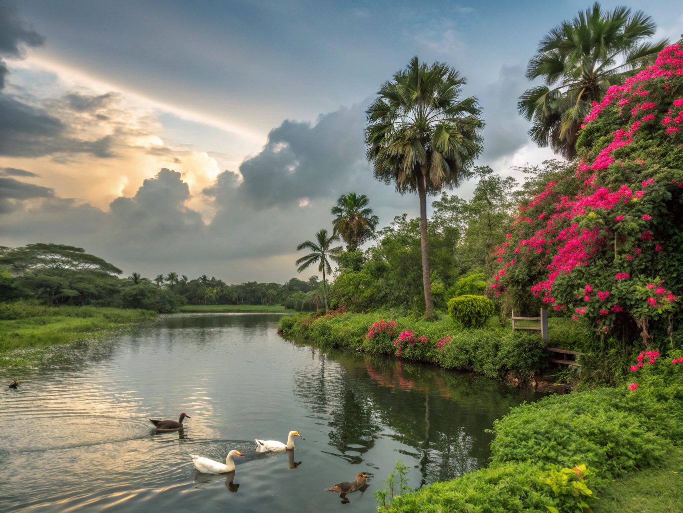 Bangladesh natural scenary with in pond,duck etc.