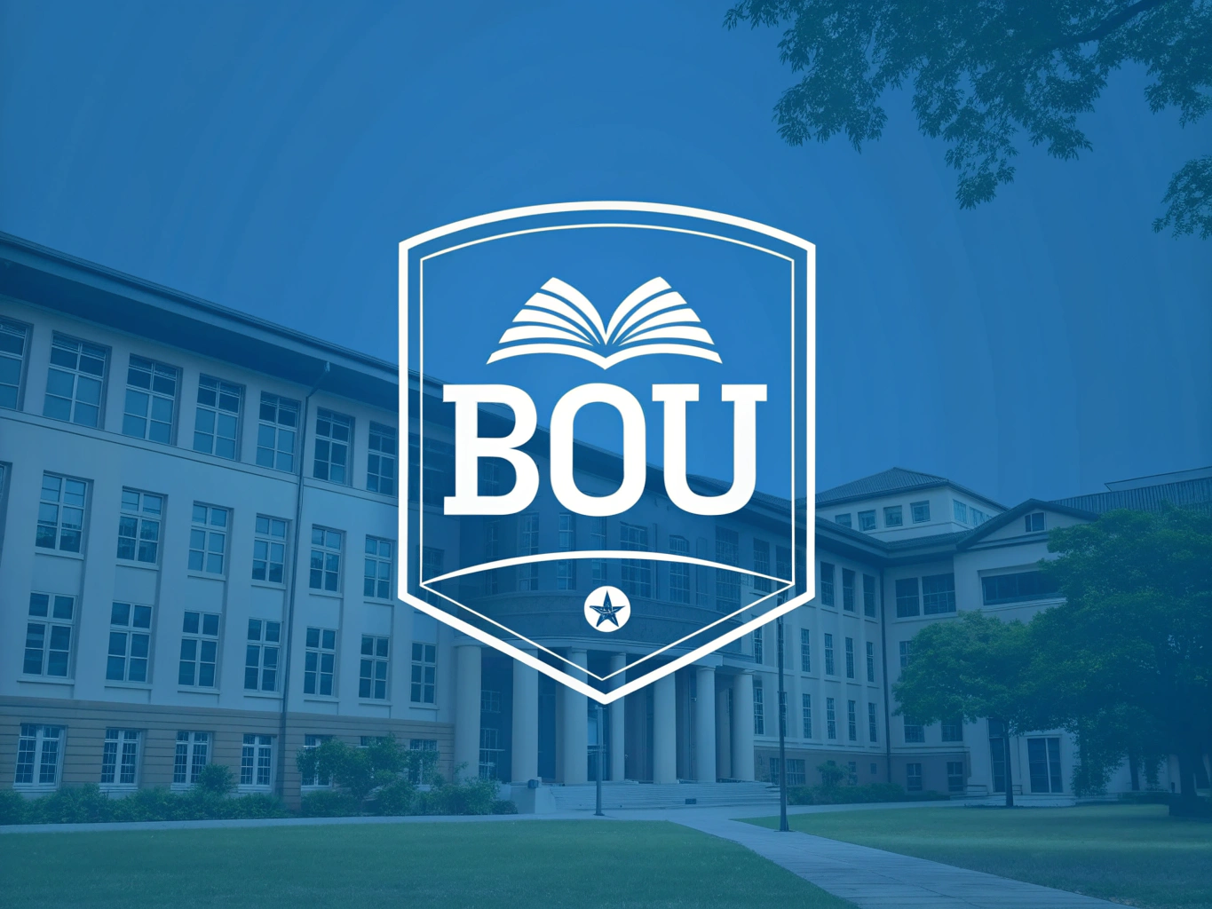 Education institute BOU logo background blue colour shape.
