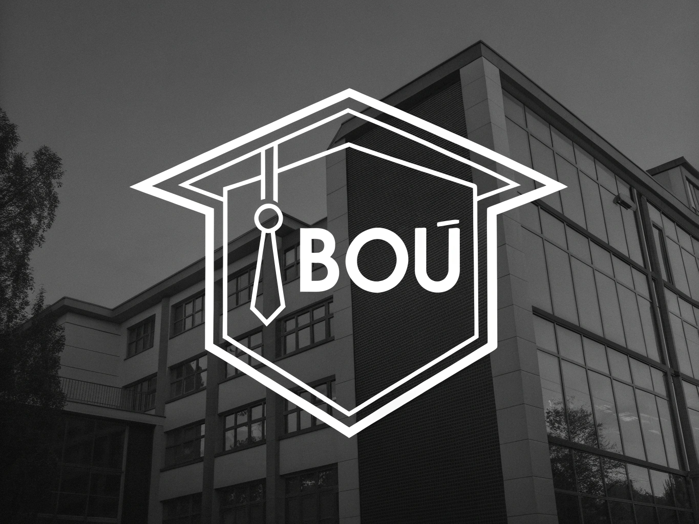 Education institute BOU logo background black & white colour shape.