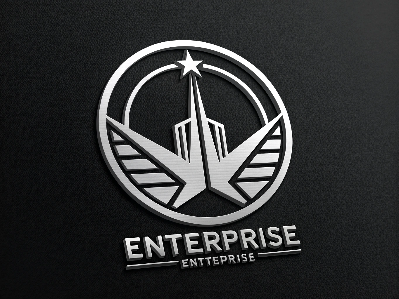 a digital logo for a {FG}, , {Silver} color scheme, clean lines, enterprise, works at small and big sizes, solid black background no text