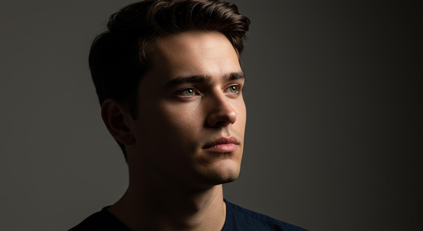 Photorealistic portrait with studio lighting