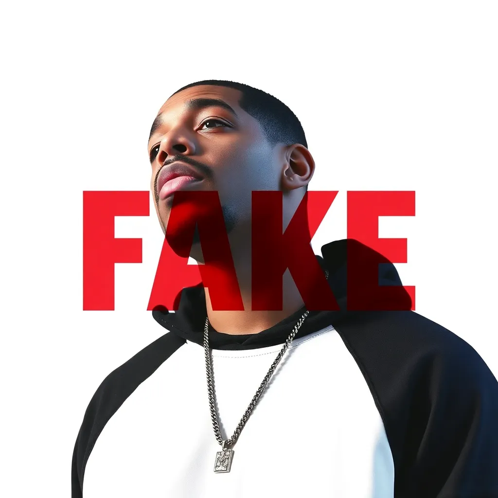 Drake with the word FAKE in bold letters

