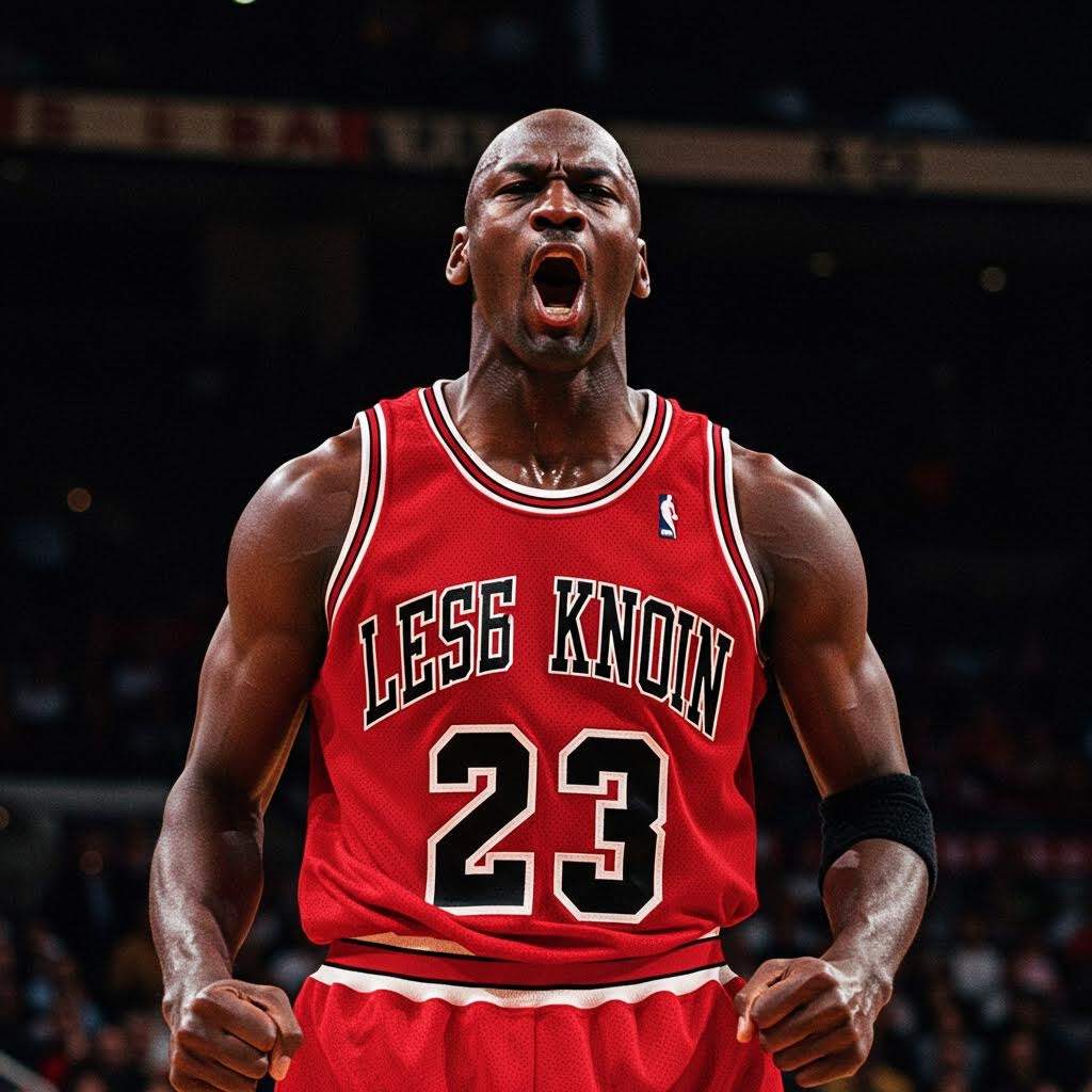 Michael Jordan with the words Lesser Known on jersey

