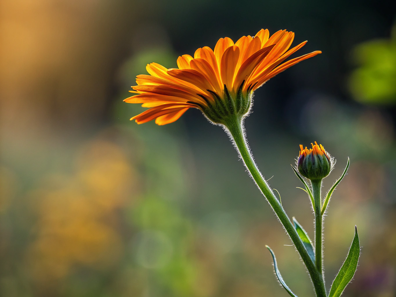 A single marigold standing tall whose petals are in the top quarter of the tile for a social media post
