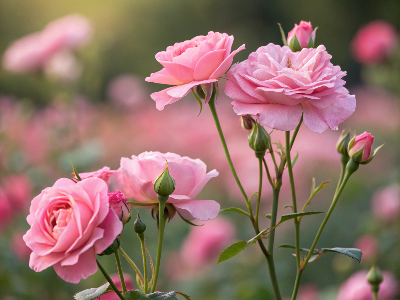 pink roses standing tall whose petals are in the top quarter of the tile for a social media post
