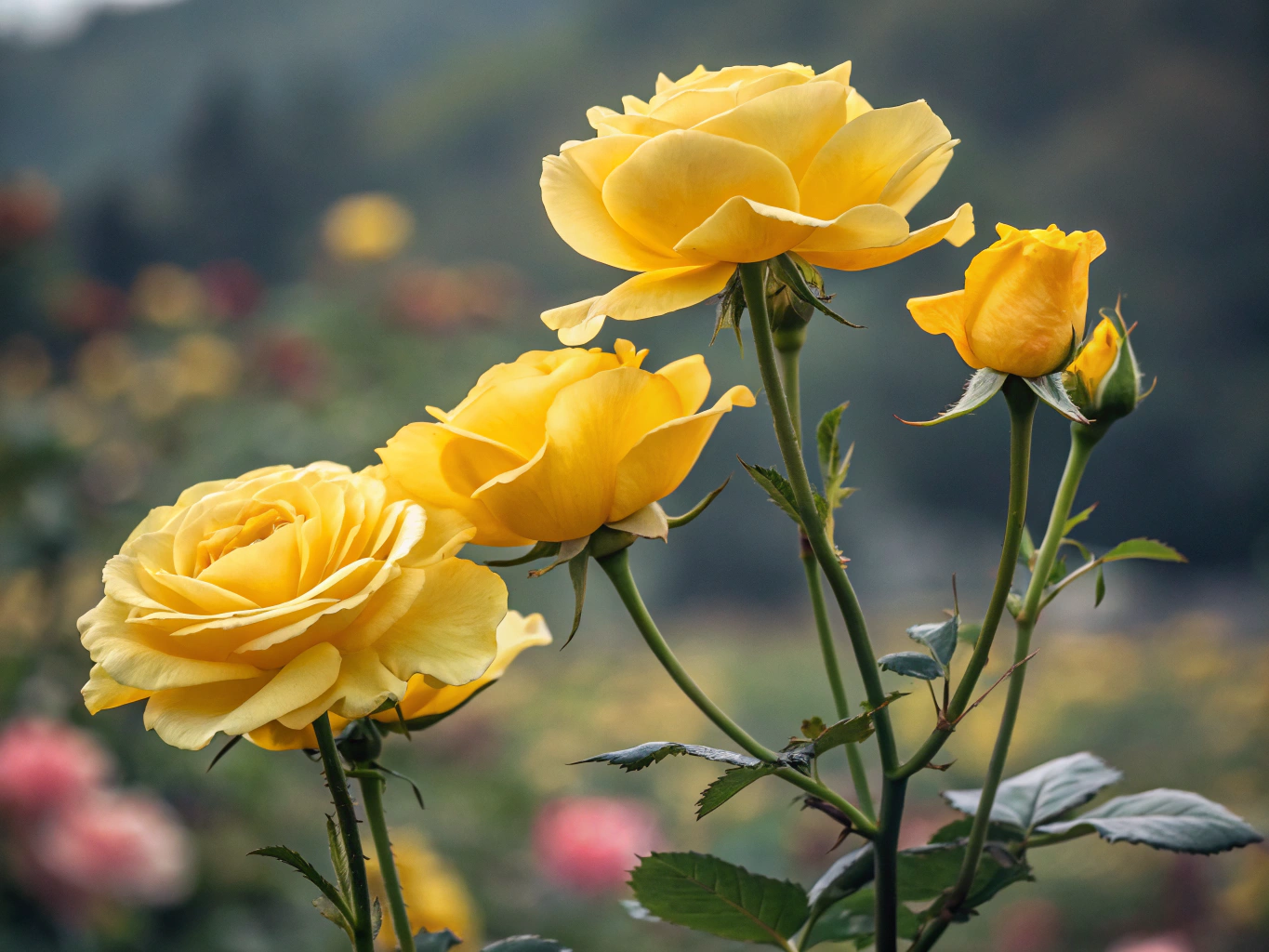 yellow roses standing tall whose petals are in the top quarter of the tile for a social media post

