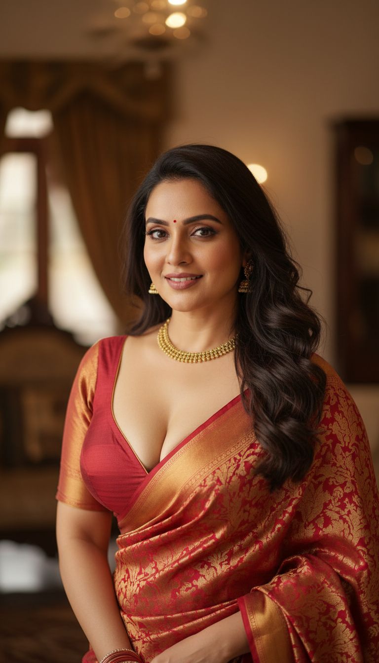 Hot Indian bhabhi with big boobs showing cleavage 