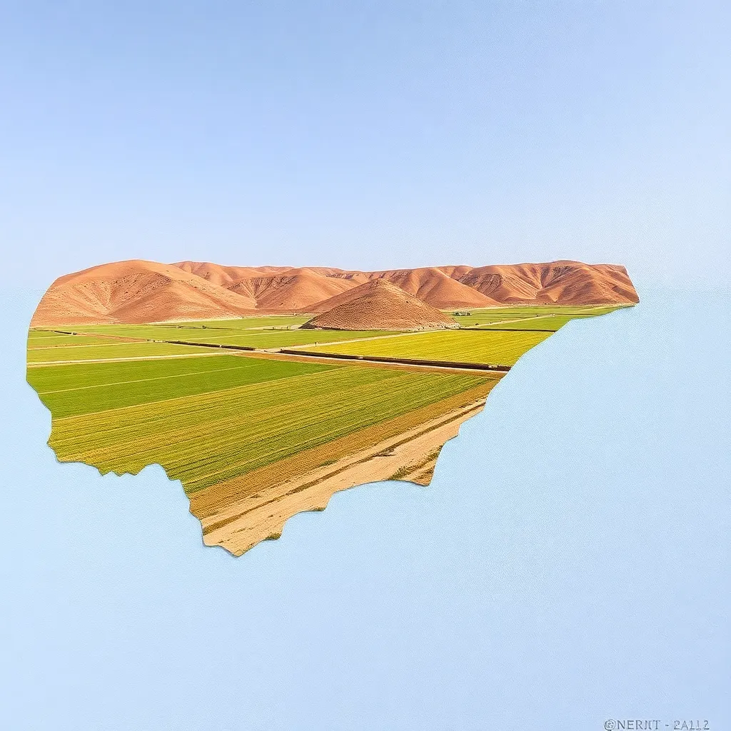 genere moi une photo des terres agricoles innondes a nabel , tunisie 

je veux quil soit bien artistique et reel pour el mettre sur le mur dun musee virtuel et ajoute une ecriture ou un signe qui prouve que cest a nabel
