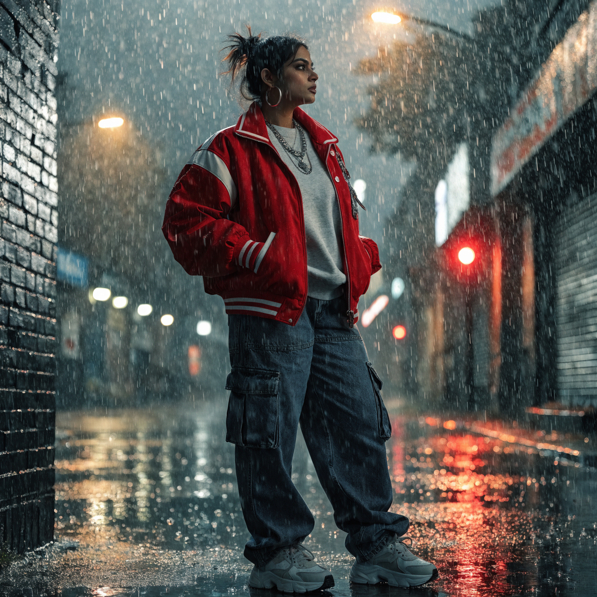 Cyberpunk A photorealistic young Indian curvy woman 