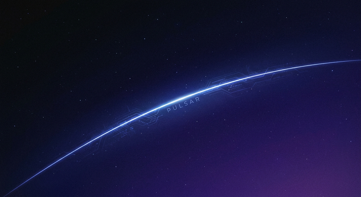 «Космический фон в стиле PULSAR — тёмный градиент, звёзды, тонкая технологичная линия, минималистичный»