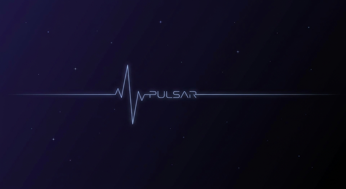 «Космический фон в стиле PULSAR — тёмный градиент, звёзды, тонкая технологичная линия, минималистичный»